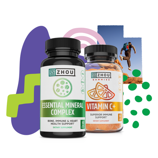 Zhou Nutrition's Baseline Boost Bundle highlights foundational nutrition with a runner in the background.