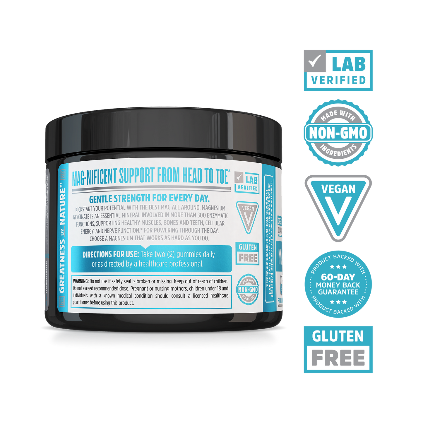 Mag Glycinate Gummies by Zhou Nutrition: lab verified, non-GMO, vegan, gluten free & 60-day money back guarantee.