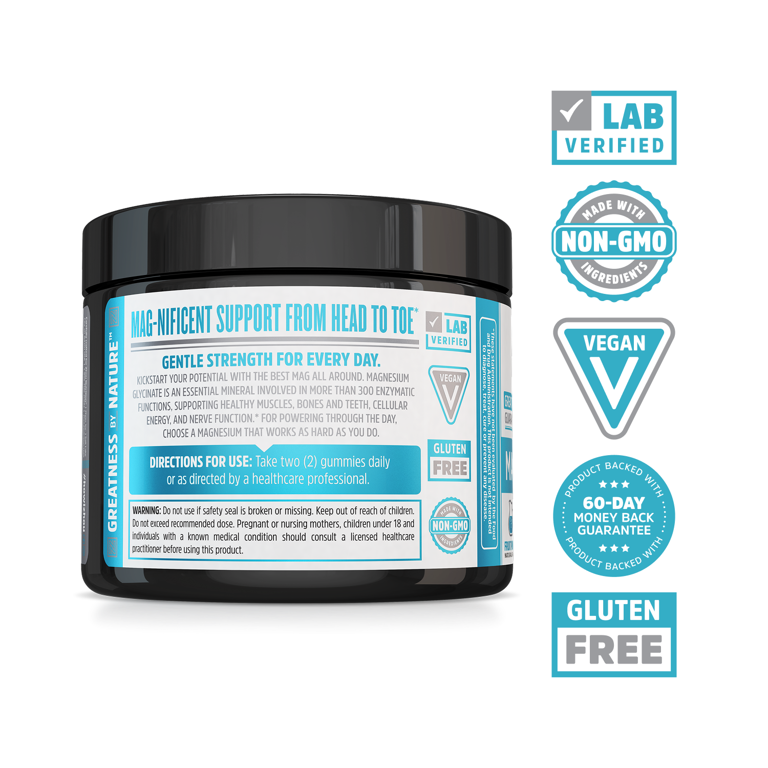 Mag Glycinate Gummies by Zhou Nutrition: lab verified, non-GMO, vegan, gluten free & 60-day money back guarantee.