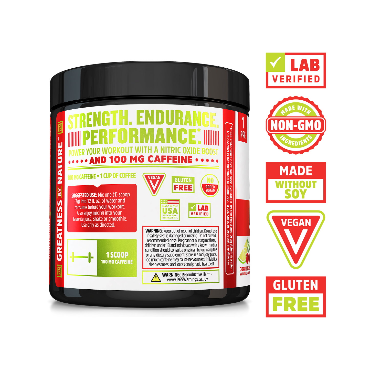 Lite Up XTRA by Zhou Nutrition: clean caffeine pre-workout, lab verified, non-GMO, vegan, soy- & gluten-free.