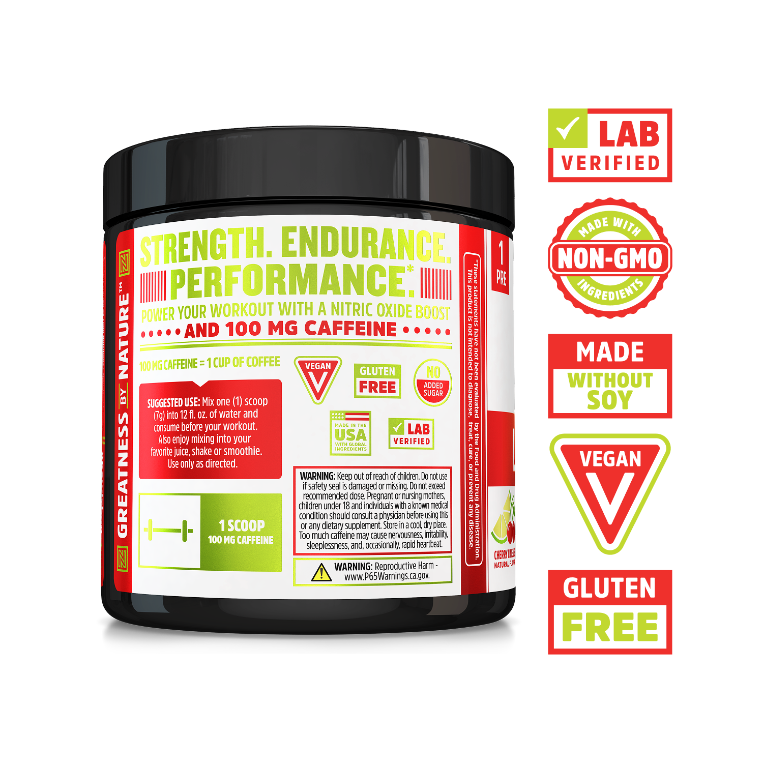 Lite Up XTRA by Zhou Nutrition: clean caffeine pre-workout, lab verified, non-GMO, vegan, soy- & gluten-free.