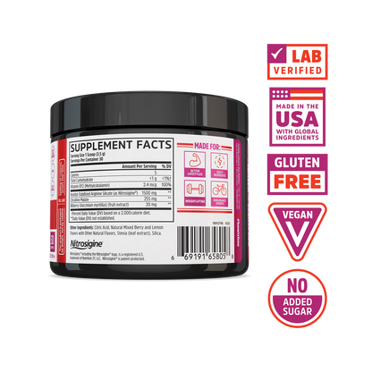 Lite Up by Zhou Nutrition: lab verified, made in USA, gluten free, vegan, nitric oxide boost.