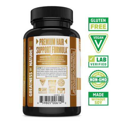 Zhou Nutrition Hairfluence: Premium Hair Support with biotin; gluten free, vegan, and non-GMO.