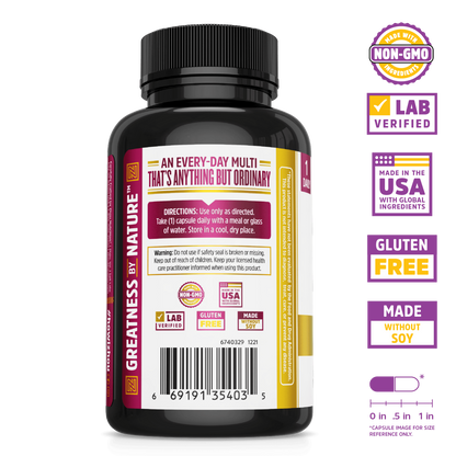Zhou Nutrition Daily Boost: Vegan multivitamin for immune support, non-GMO, lab verified, gluten free, made in the USA.
