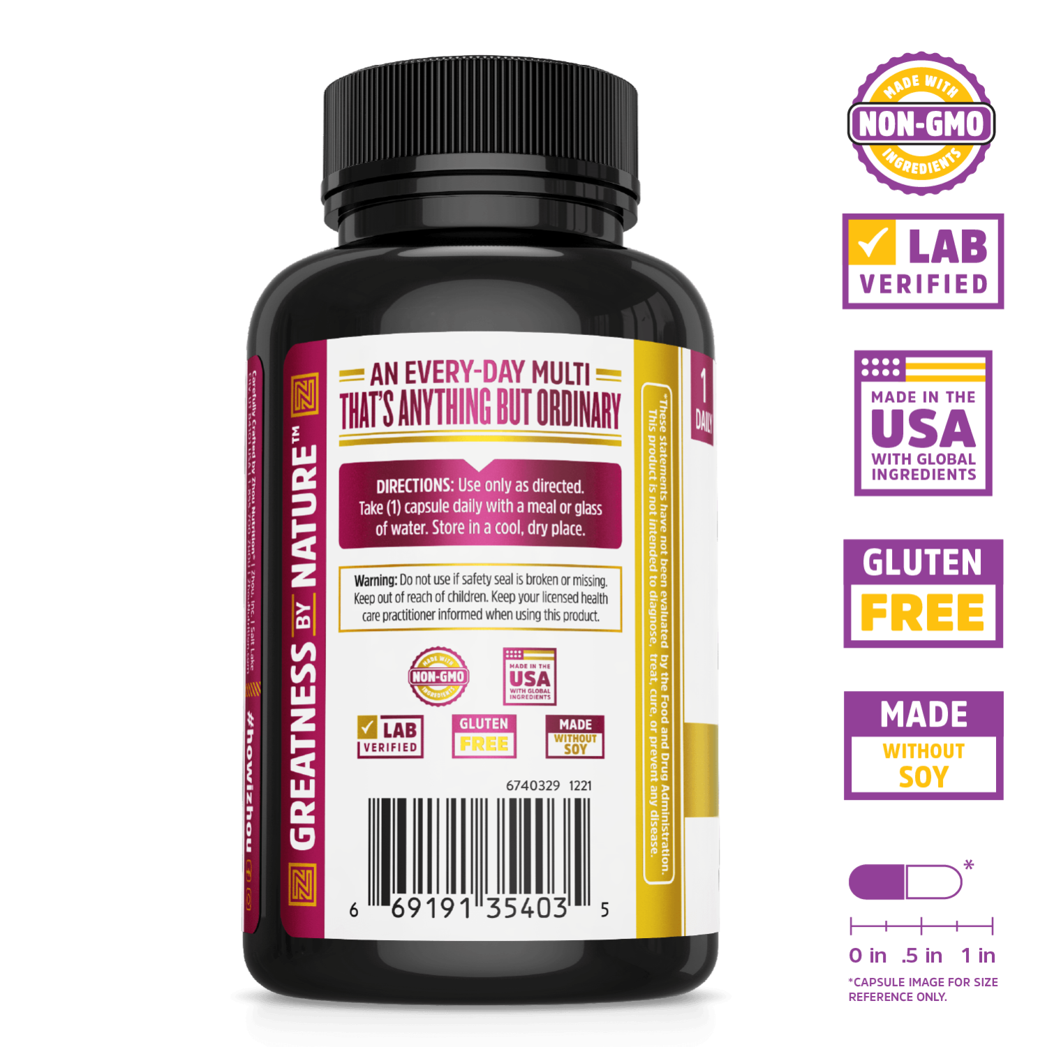 Zhou Nutrition Daily Boost: Vegan multivitamin for immune support, non-GMO, lab verified, gluten free, made in the USA.