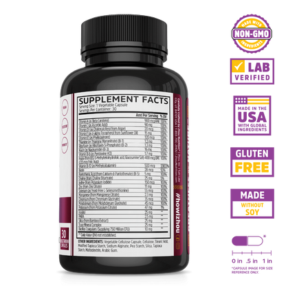Zhou Nutrition Daily Boost—black bottle; Immune Support, Non-GMO, Lab Verified, Made in USA & Gluten Free badges.