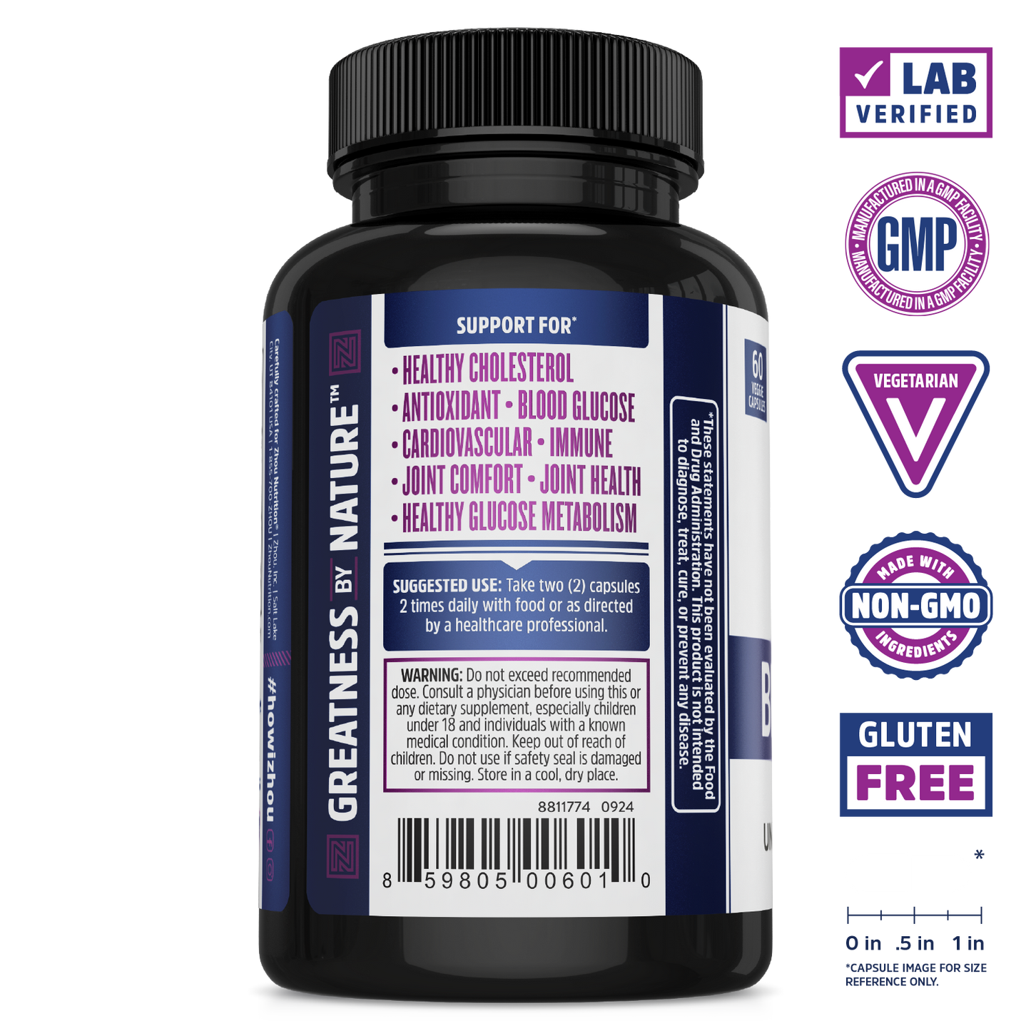 Zhou Nutrition Black Seed Oil capsules in a sleek bottle feature cold pressed oil and immune support on the label.