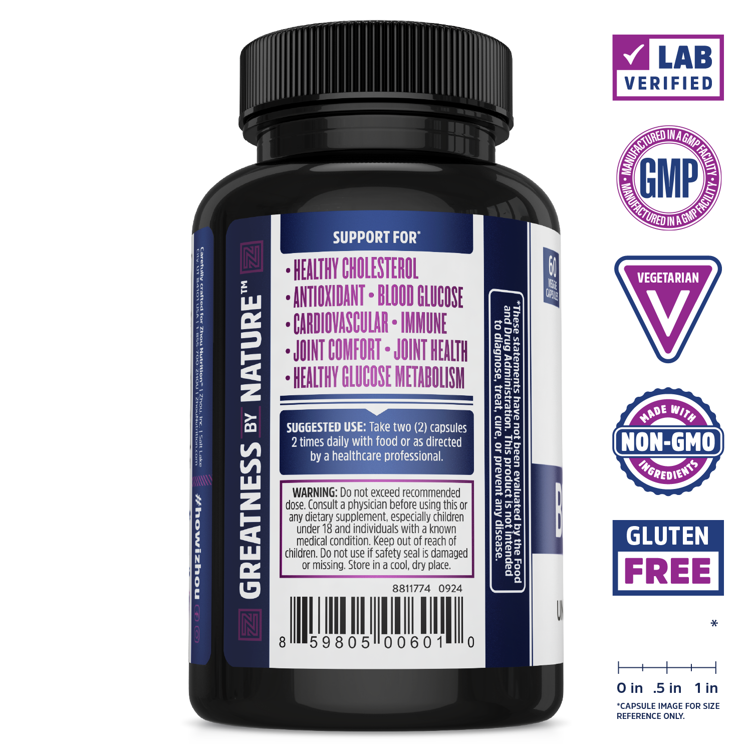Zhou Nutrition Black Seed Oil capsules in a sleek bottle feature cold pressed oil and immune support on the label.