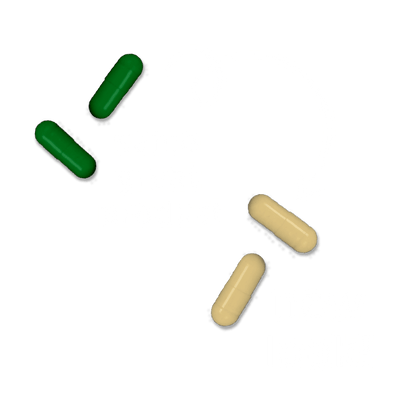 Two green Thyroid Support and two beige Zhou Nutrition capsules! Arrow highlights the vitamin B12 upgrade.