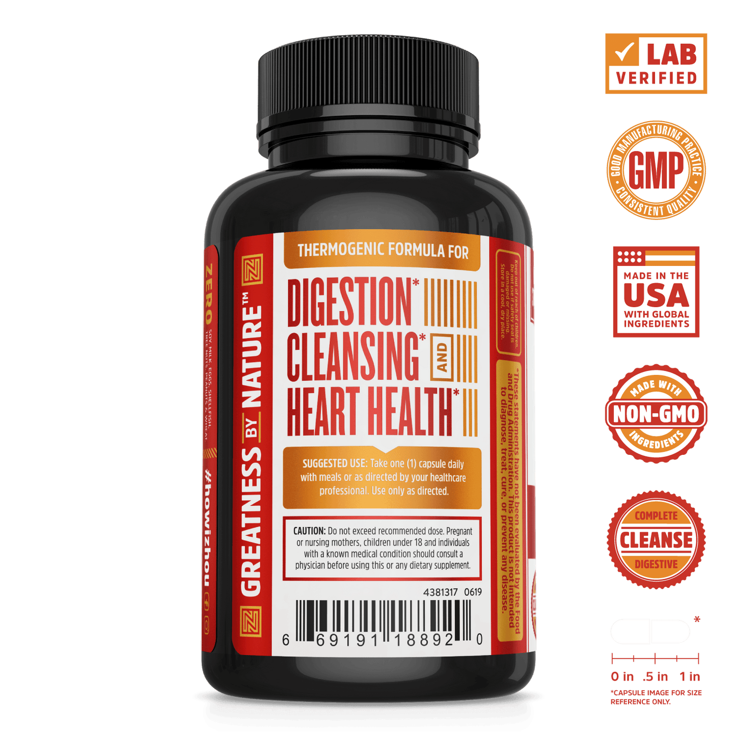 Zhou Nutrition Cider Detox supplement formula for digestion, cleansing and heart health. Lab verified, good manufacturing practices, made in the USA with global ingredients, made with non-GMO ingredients, complete digestive cleanse.