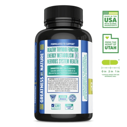 Zhou Nutrition Fast Support+ is a dietary supplement for thyroid, metabolism, and fasting support with quality icons.