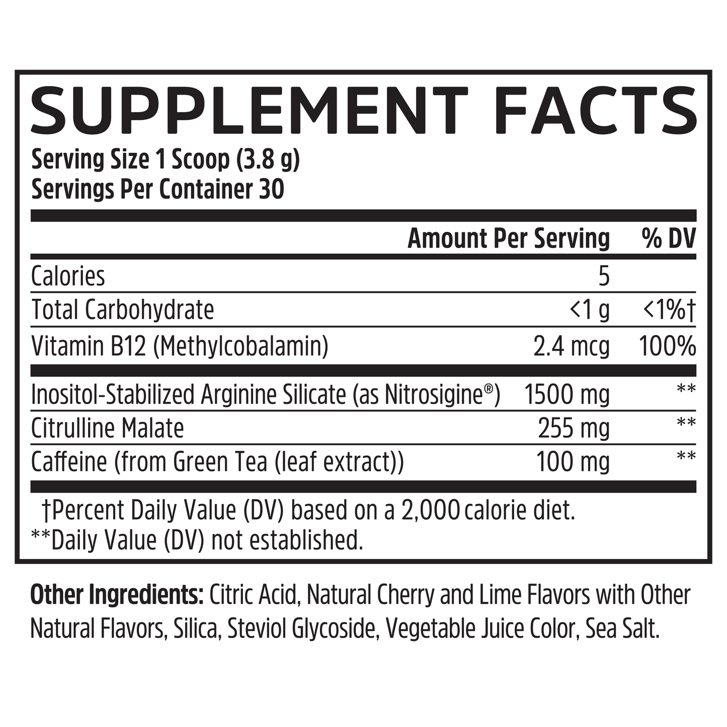 Lite Up XTRA by Zhou Nutrition: pre-workout with clean caffeine, Vitamin B12, Citrulline Malate; info per scoop.