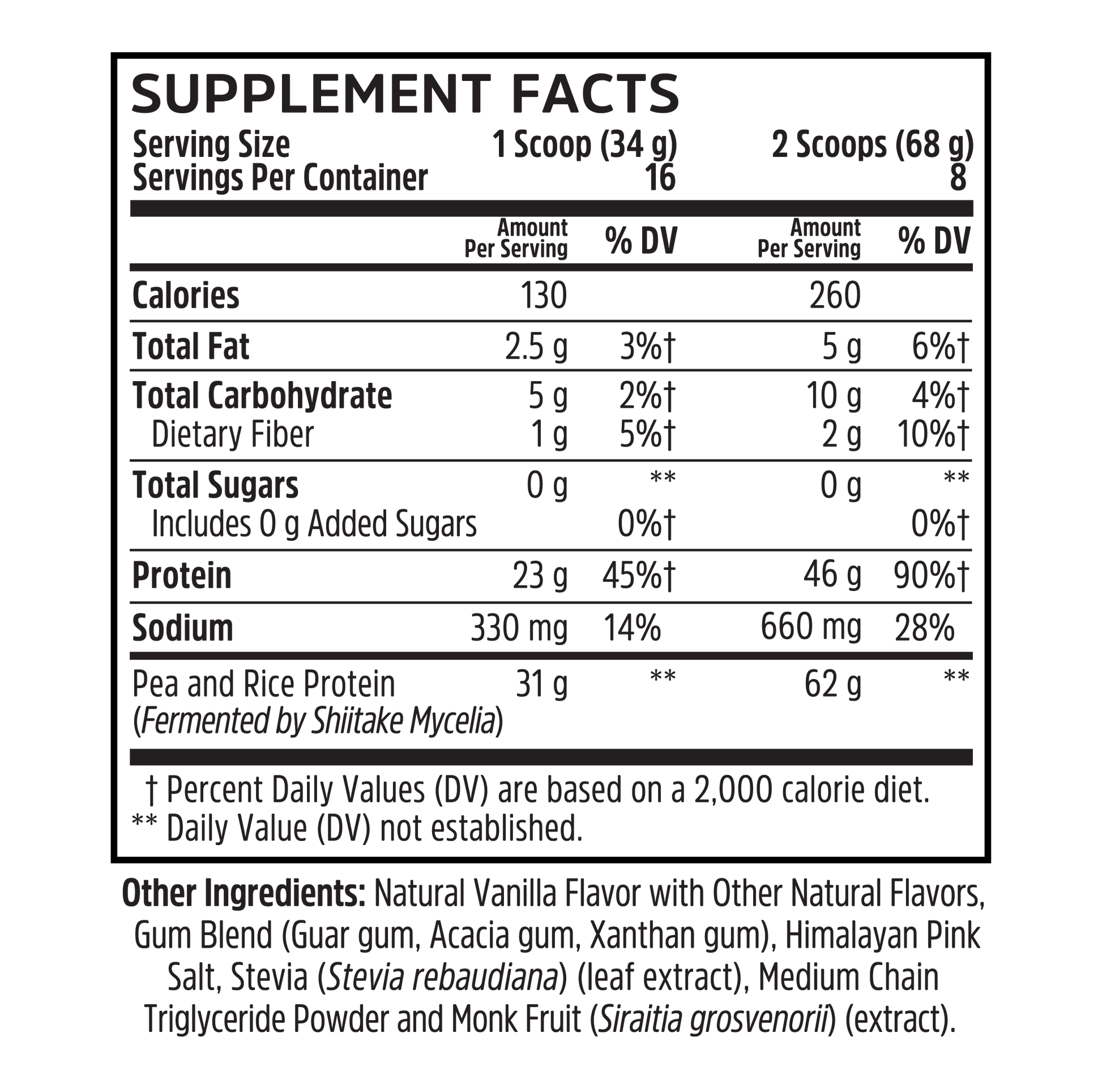 Plant Complete supplement facts label shows 1 or 2 scoop nutrition; ingredients listed below. Zhou Nutrition.