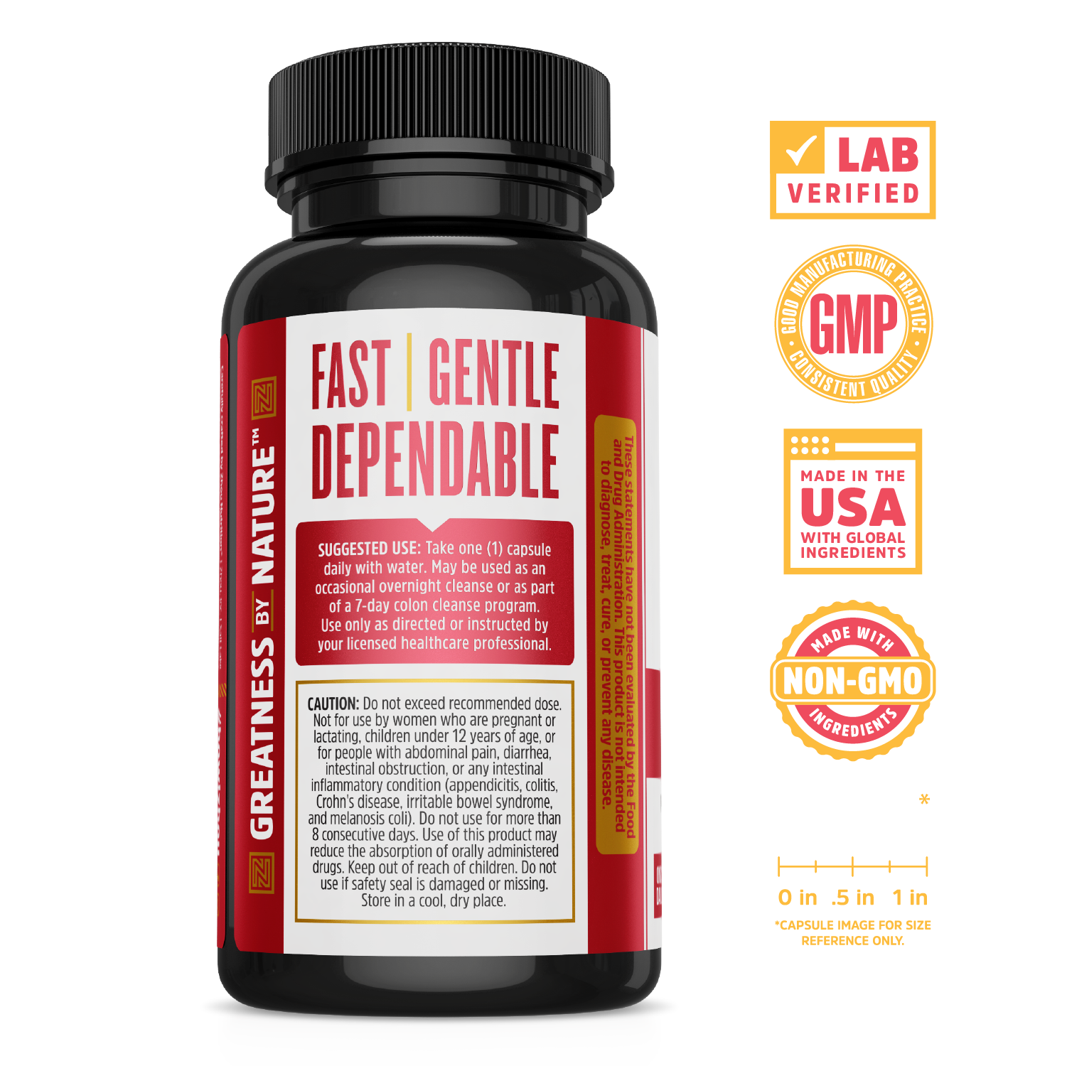 A Pro-Clenz bottle by Zhou Nutrition reads “Fast Gentle Dependable” with icons for lab verified, GMP, made in USA, and detox.